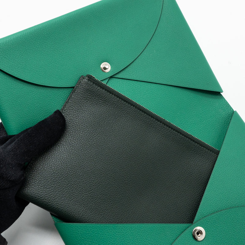 Hermes Calvi Pochette MM Evercolor Vert Vertigo/ Vert Titien SHW Stamp C