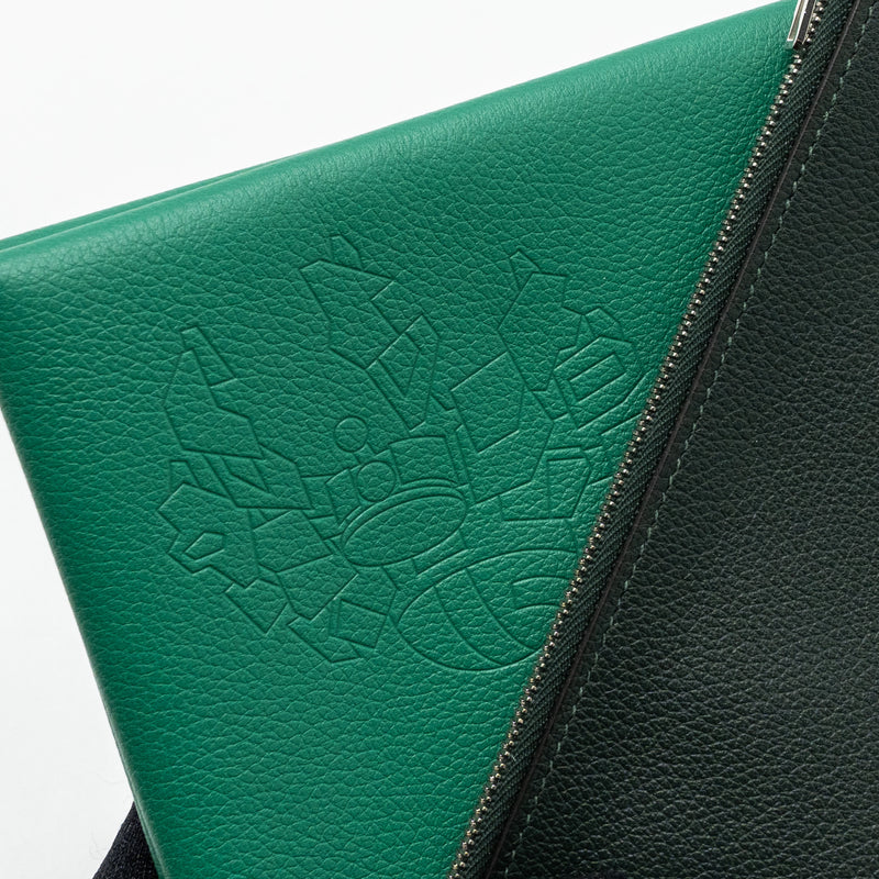 Hermes Calvi Pochette MM Evercolor Vert Vertigo/ Vert Titien SHW Stamp C