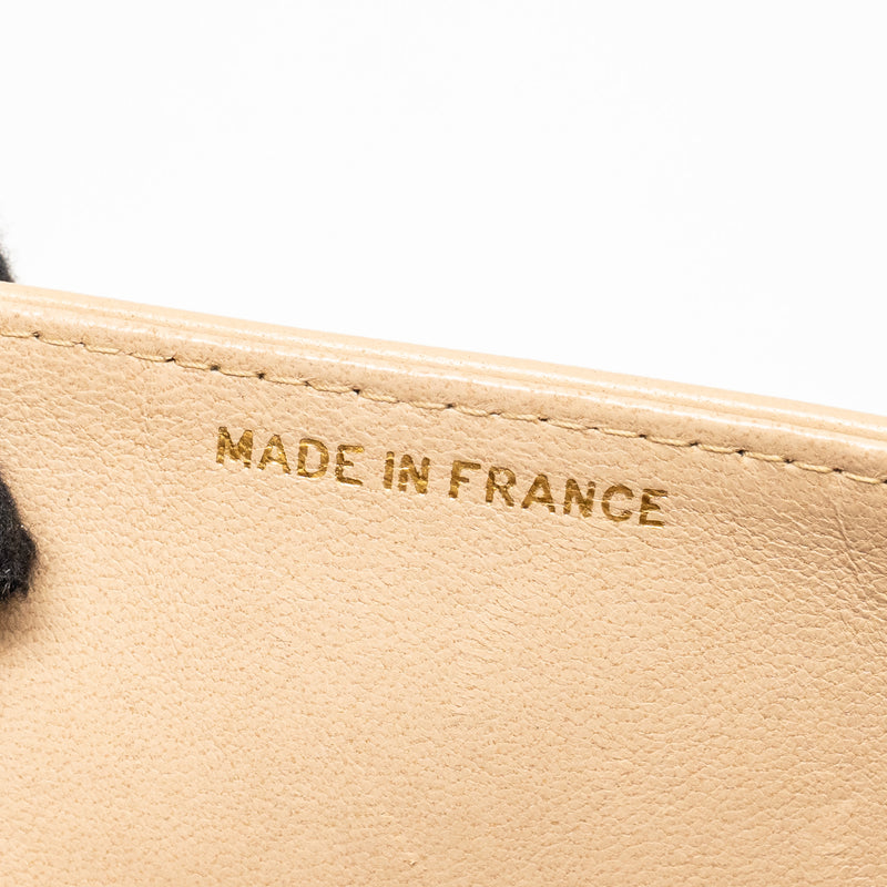 Chanel Vintage Trapezoid Shoulder Bag Quilted Lambskin Beige GHW