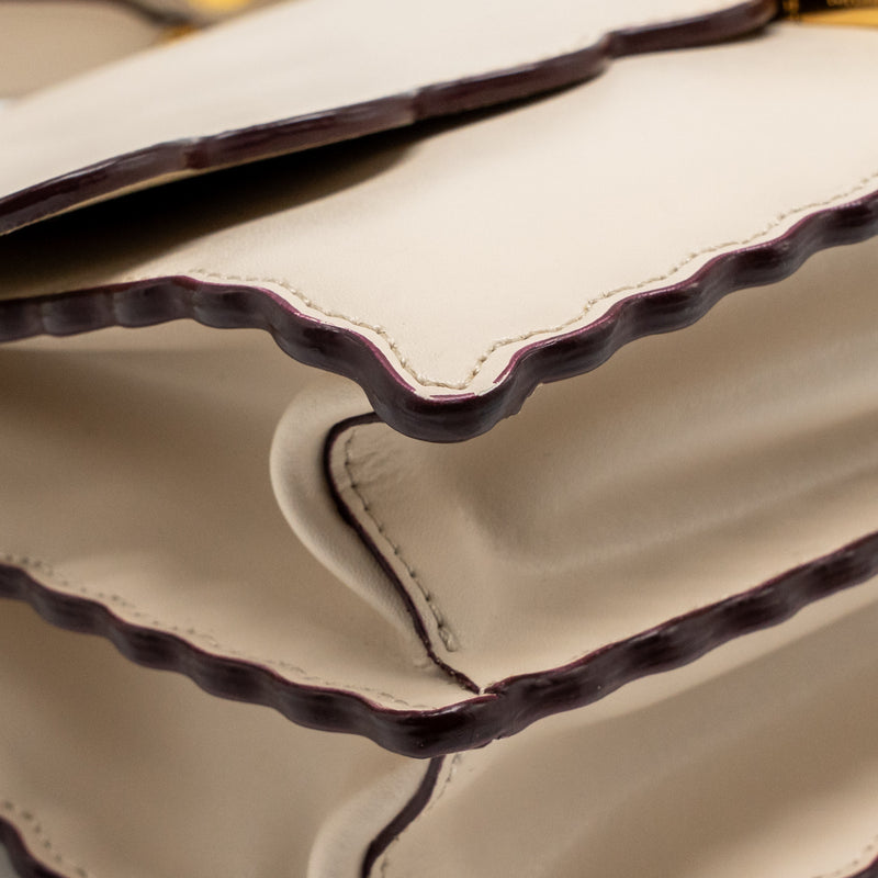 Fendi Kan I Flap Bag Calfskin Leather Cream White LGHW