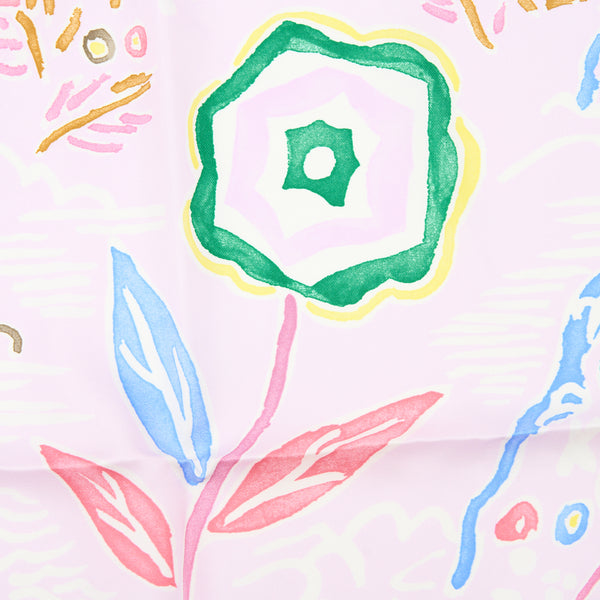 Hermes 90cm Isola di Primavera Silk Scarf Rose Pâle/Bleu/Jaune