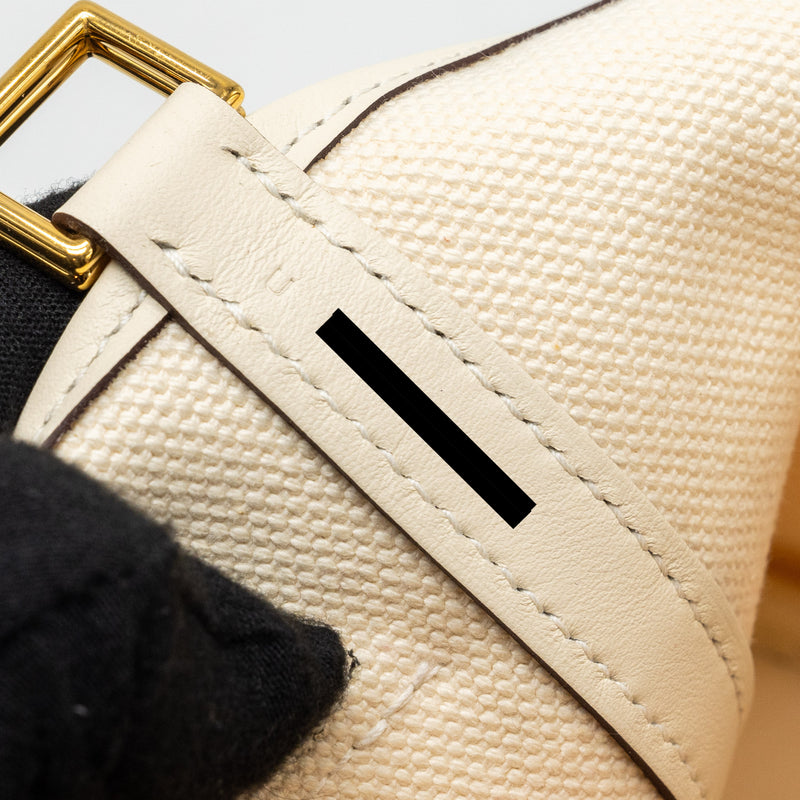 Hermes Picotin Cargo 18 Lock Bag Canvas/Swift Ecru/Nata GHW Stamp U