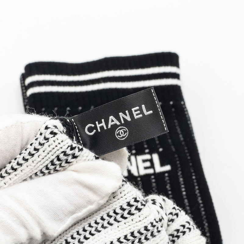 Chanel 24c CC Logo Gaiters Leg Warmers Cotton Black