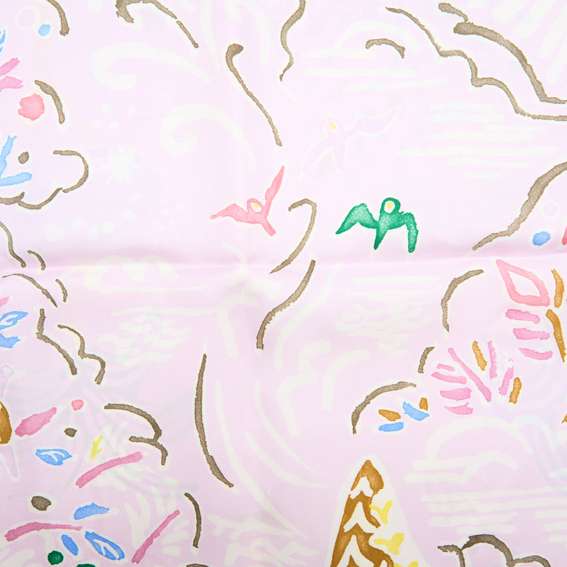 Hermes 90cm Isola di Primavera Silk Scarf Rose Pâle/Bleu/Jaune