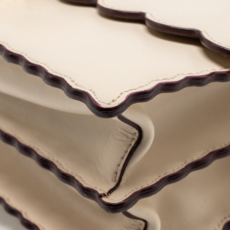 Fendi Kan I Flap Bag Calfskin Leather Cream White LGHW