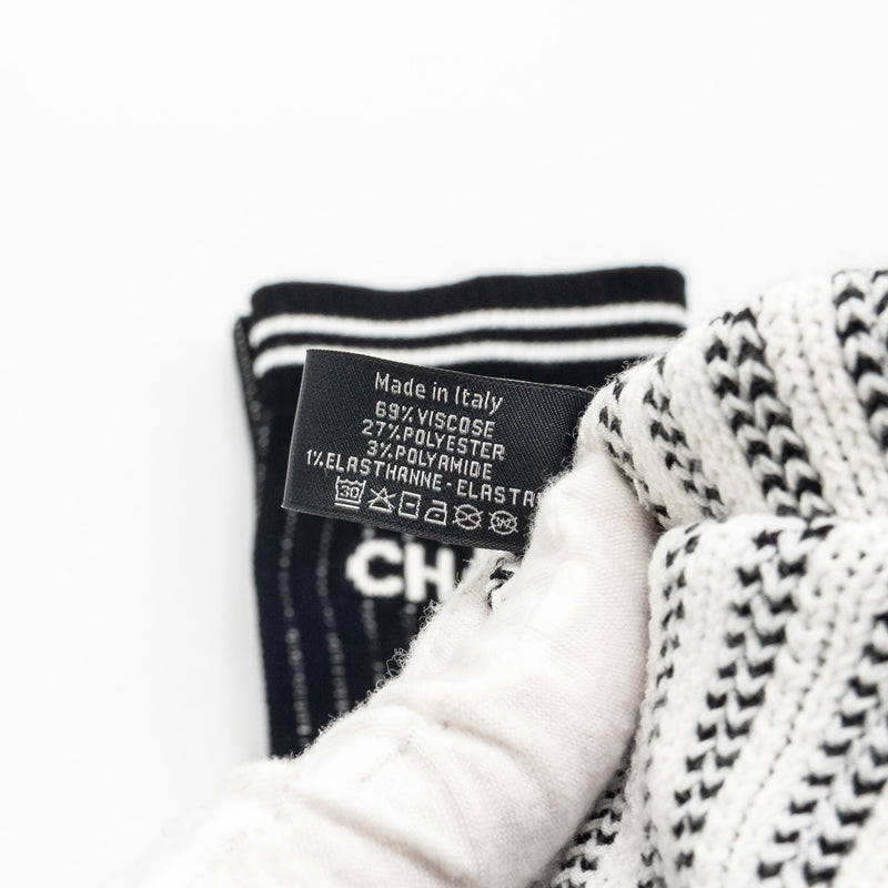 Chanel 24c CC Logo Gaiters Leg Warmers Cotton Black