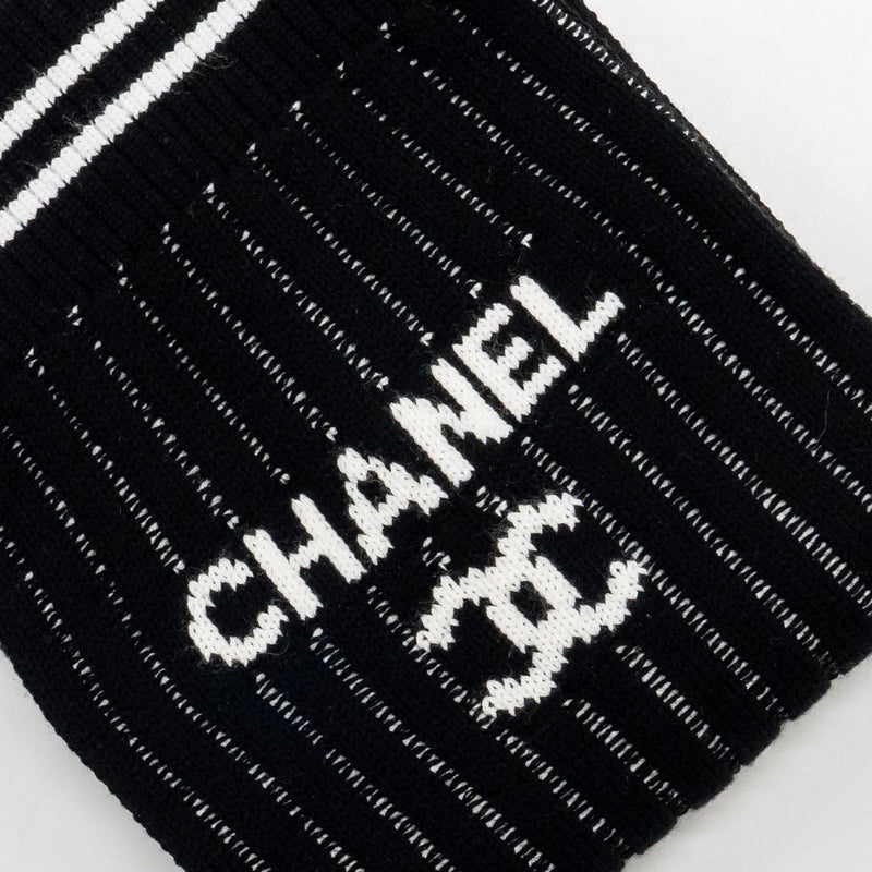 Chanel 24c CC Logo Gaiters Leg Warmers Cotton Black