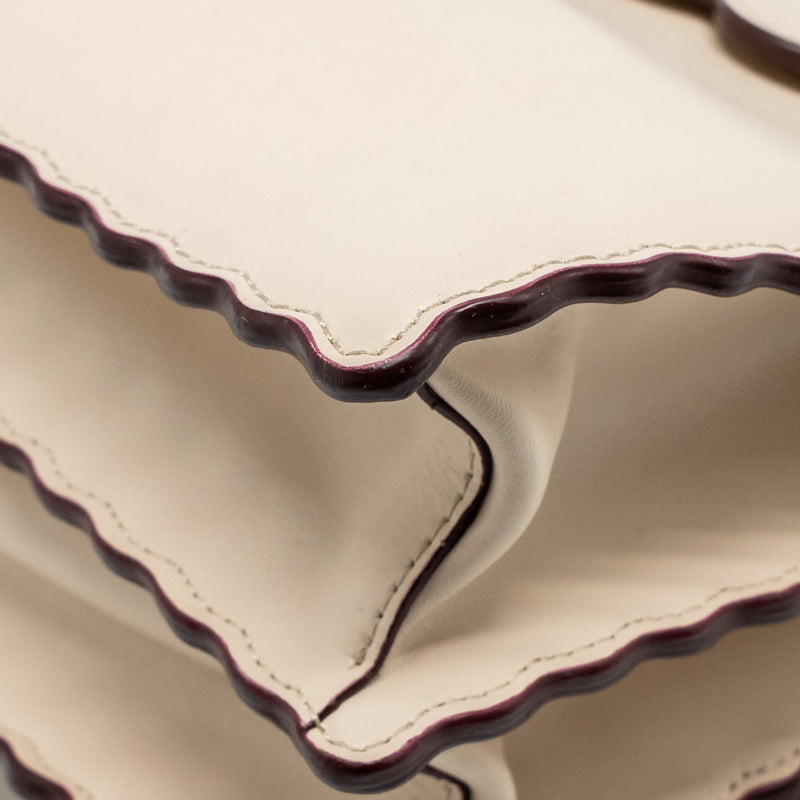 Fendi Kan I Flap Bag Calfskin Leather Cream White LGHW