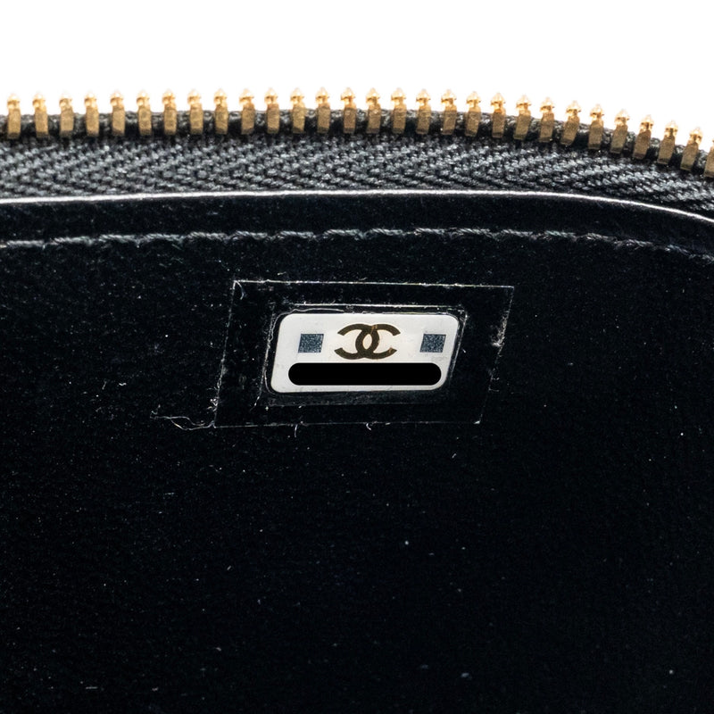 Chanel Long vanity with coco charm chain lambskin black GHW (microchip)