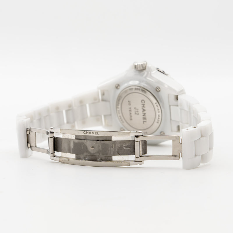Chanel J12 33mm watch 20th anniversary limited edition white ceramic, diamonds