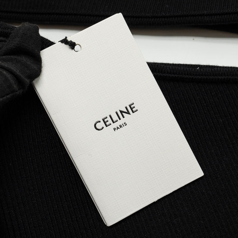 Celine Size XS One Shoulder Underpinning Wool/Polyamide Black