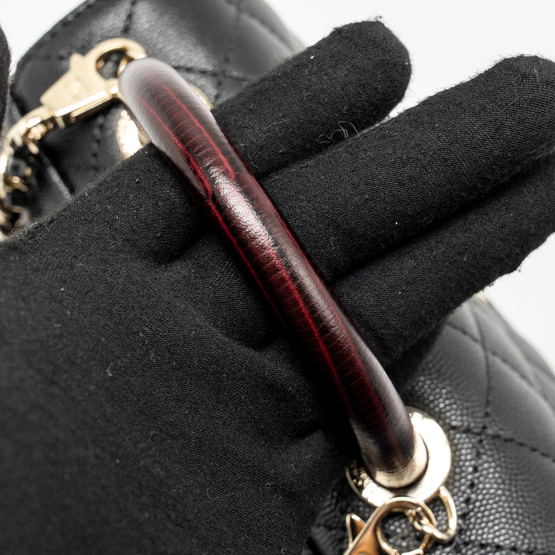 Chanel Mini Coco handle caviar black / burgundy handle LGHW (microchip)