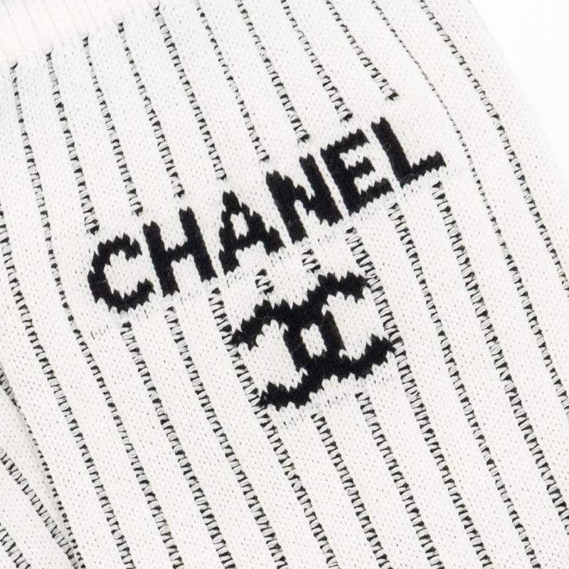 Chanel 24c CC Logo Gaiters Leg Warmers Cotton White