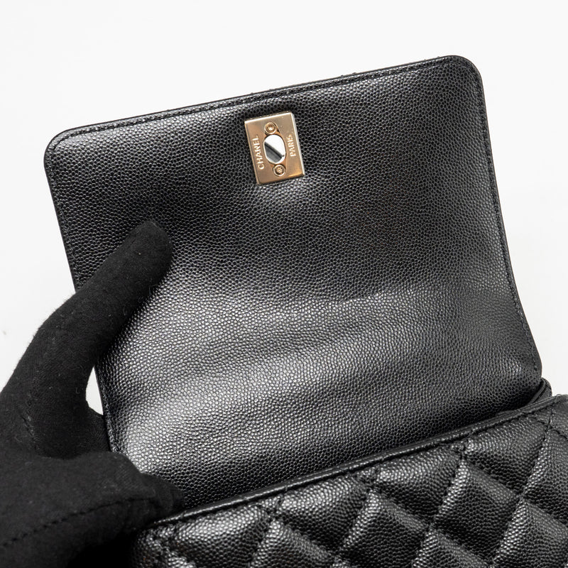 Chanel Mini Coco handle caviar black / burgundy handle LGHW (microchip)