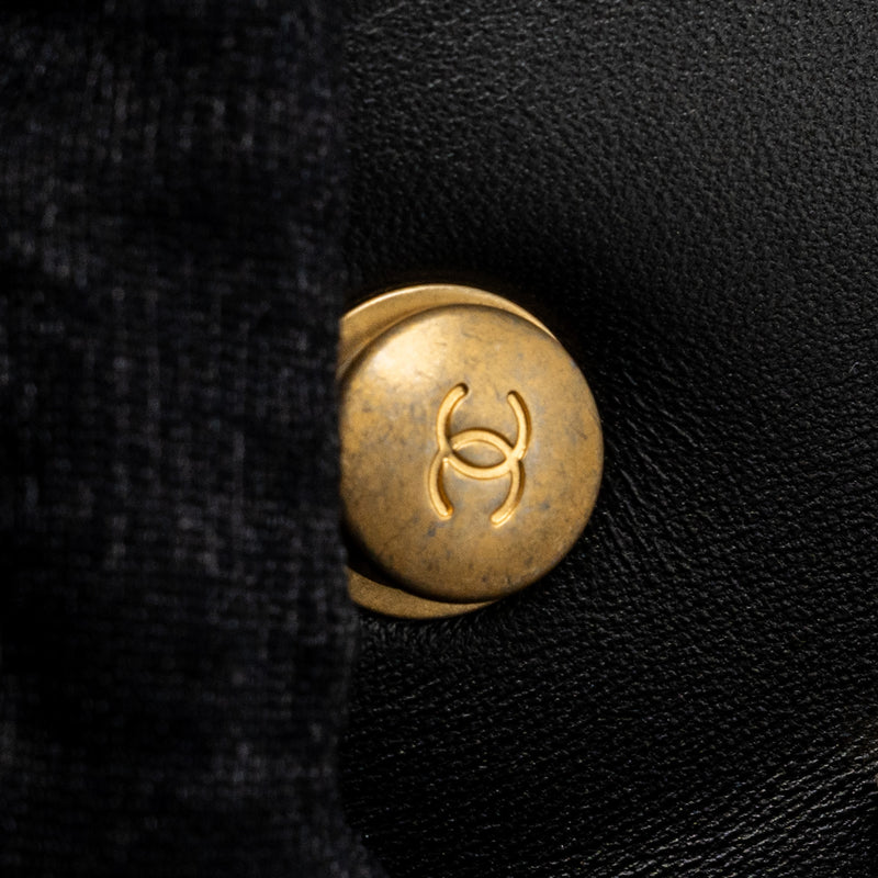 Chanel 23s camellia chain flap bag lambskin black GHW (Mircochip)