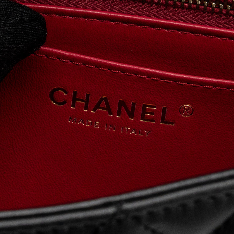 Chanel 23s camellia chain flap bag lambskin black GHW (Mircochip)