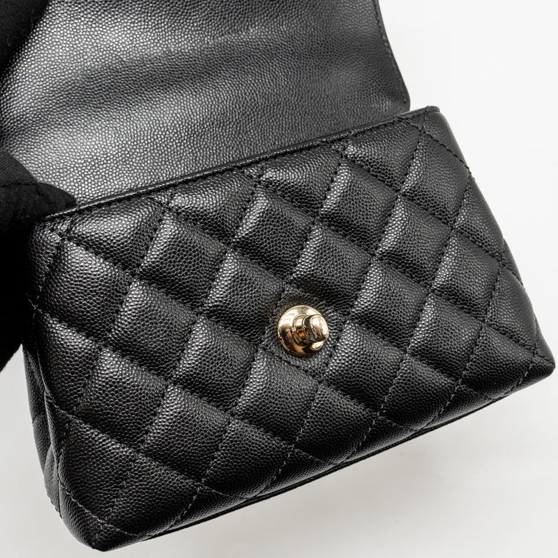 Chanel Mini Coco handle caviar black / burgundy handle LGHW (microchip)