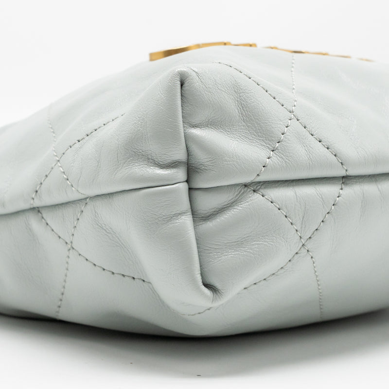 Chanel Mini 22 Bag Calfskin Light Grey GHW (Microchip)