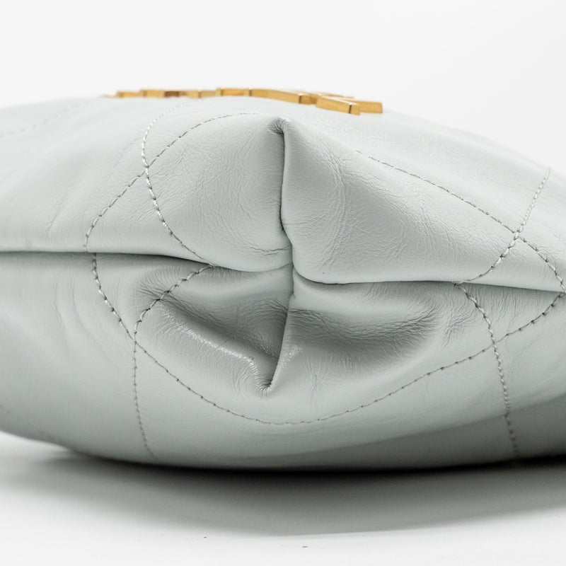 Chanel Mini 22 Bag Calfskin Light Grey GHW (Microchip)