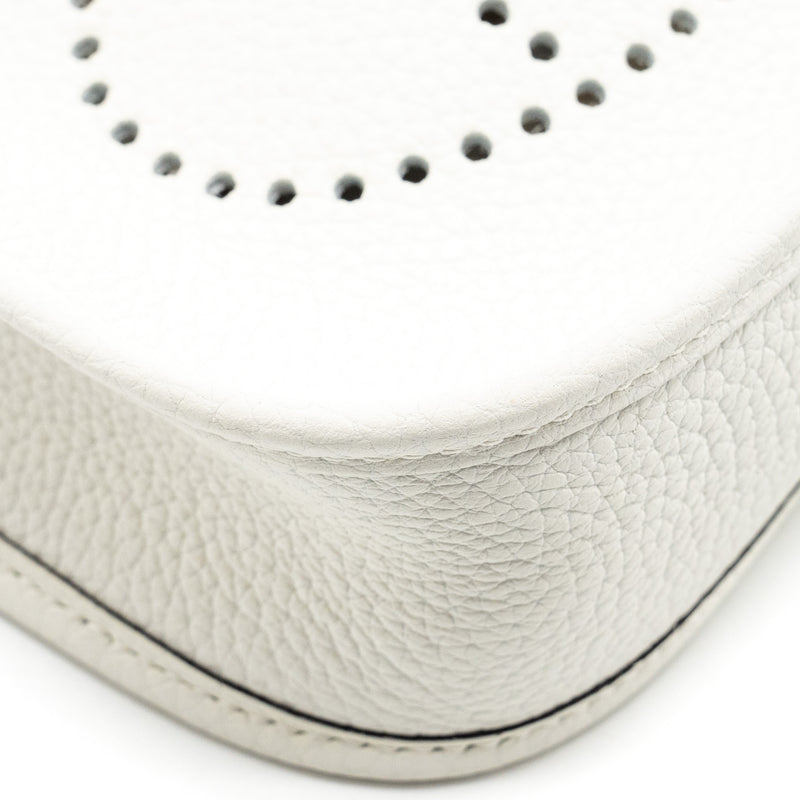 Hermes Mini Evelyne Clemence New White SHW Stamp B