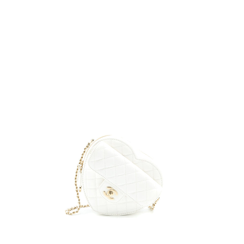 Chanel 22s Heart Bag Lambskin White LGHW (Microchip)