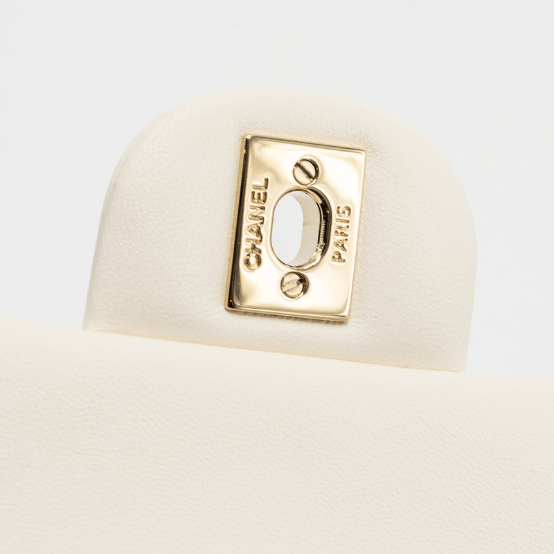 Chanel Mini Rectangular Flap Bag Lambskin White LGHW (microchip)