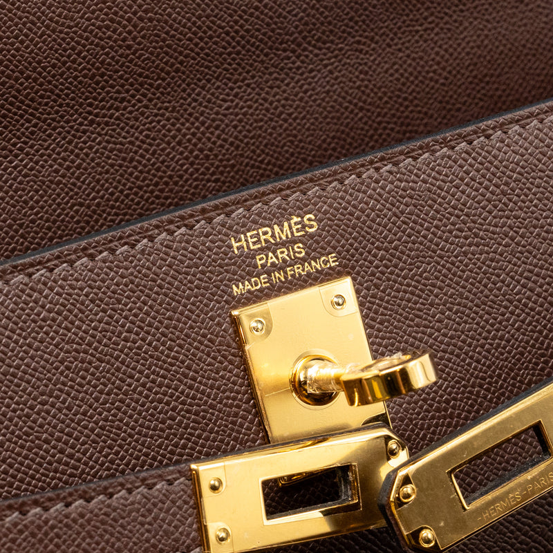 Hermes Kelly 25 Madame Moka GHW Stamp B