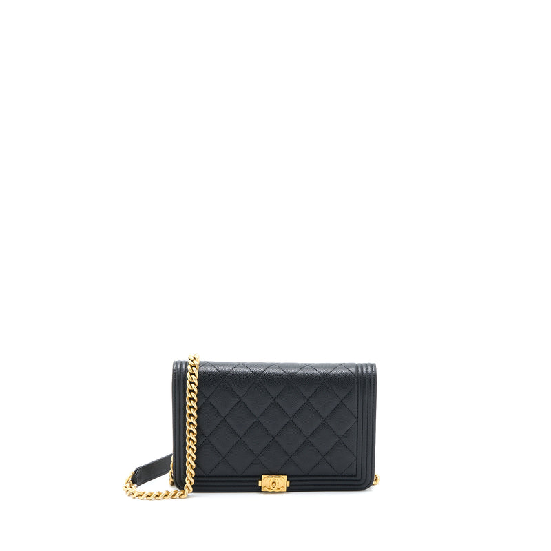 Chanel Boy Wallet on Chain Caviar Black GHW (Microchip)