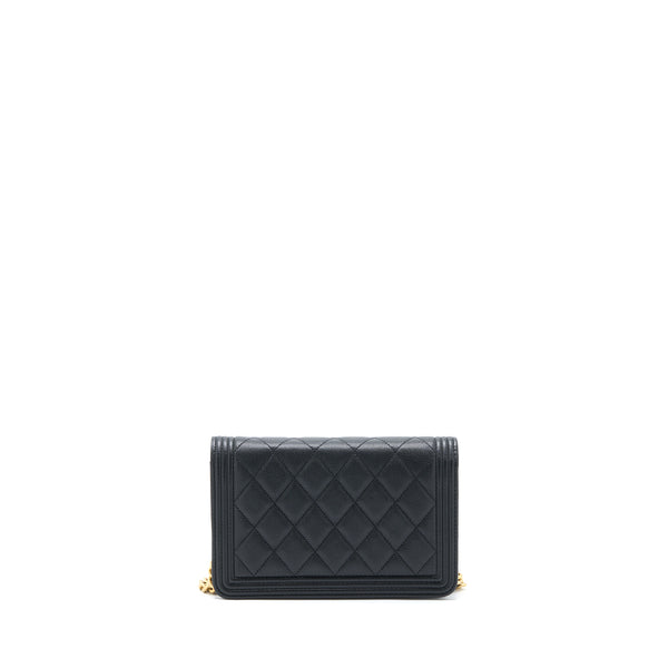 Chanel Boy Wallet on Chain Caviar Black GHW (Microchip)