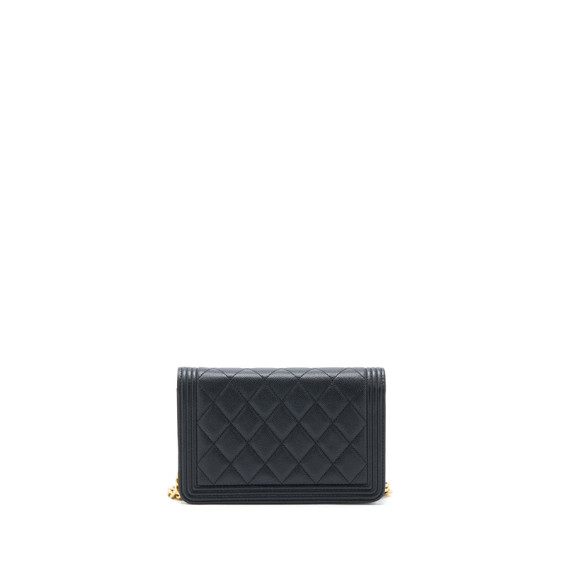 Chanel Boy Wallet on Chain Caviar Black GHW (Microchip)