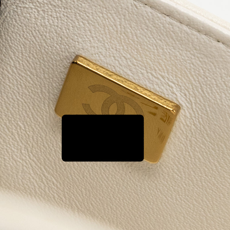 Chanel Mini Rectangular Flap Bag Lambskin White LGHW (microchip)