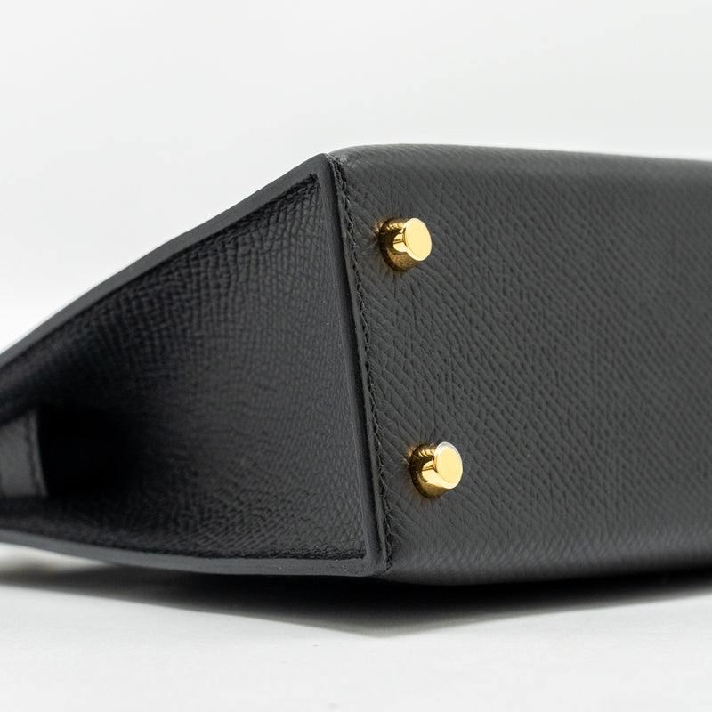 Hermes Mini Kelly II Epsom Black GHW Stamp B