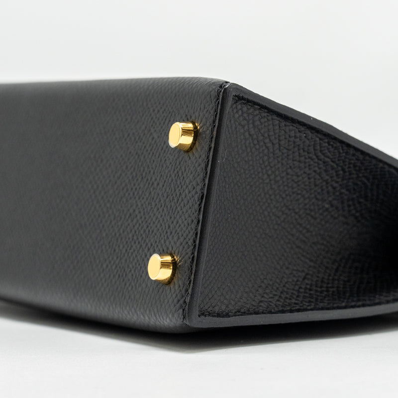Hermes Mini Kelly II Epsom Black GHW Stamp B