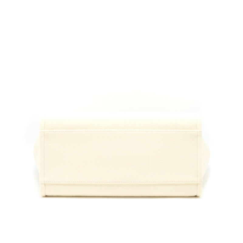 Chanel Deauville Tote Bag Fabric/Leather Creamy White/Beige GHW