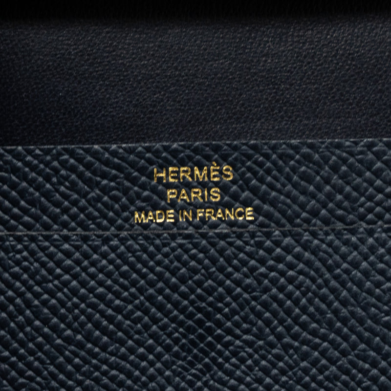 Hermes Bearn Mini Wallet Epsom Blue Indigo SHW Stamp U