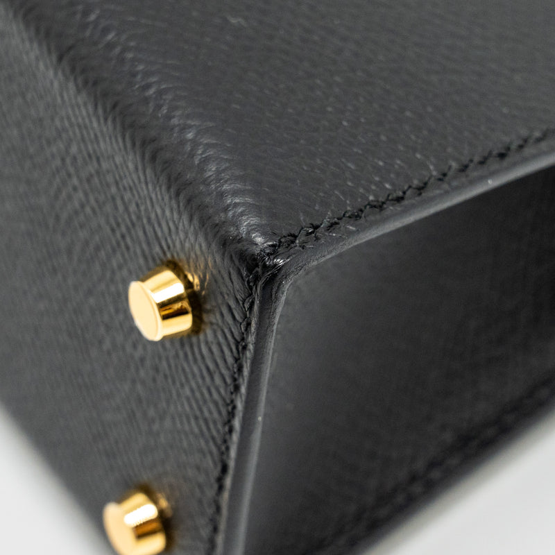 Hermes Mini Kelly II Epsom Black GHW Stamp B