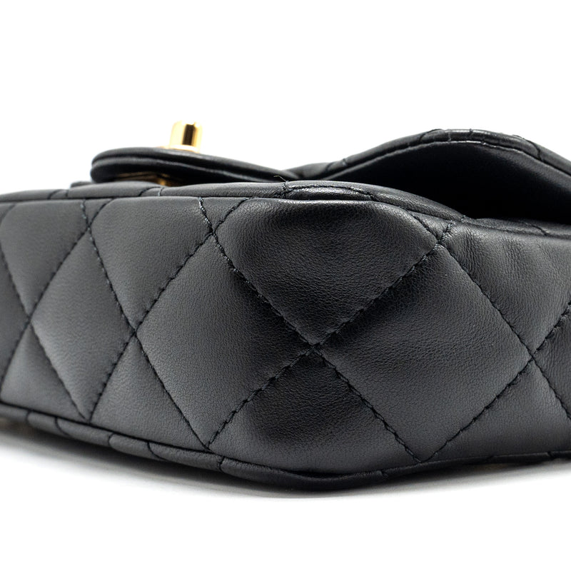 Chanel 24s Top Handle Mini Flap Bag Lambskin Black GHW (microchip)