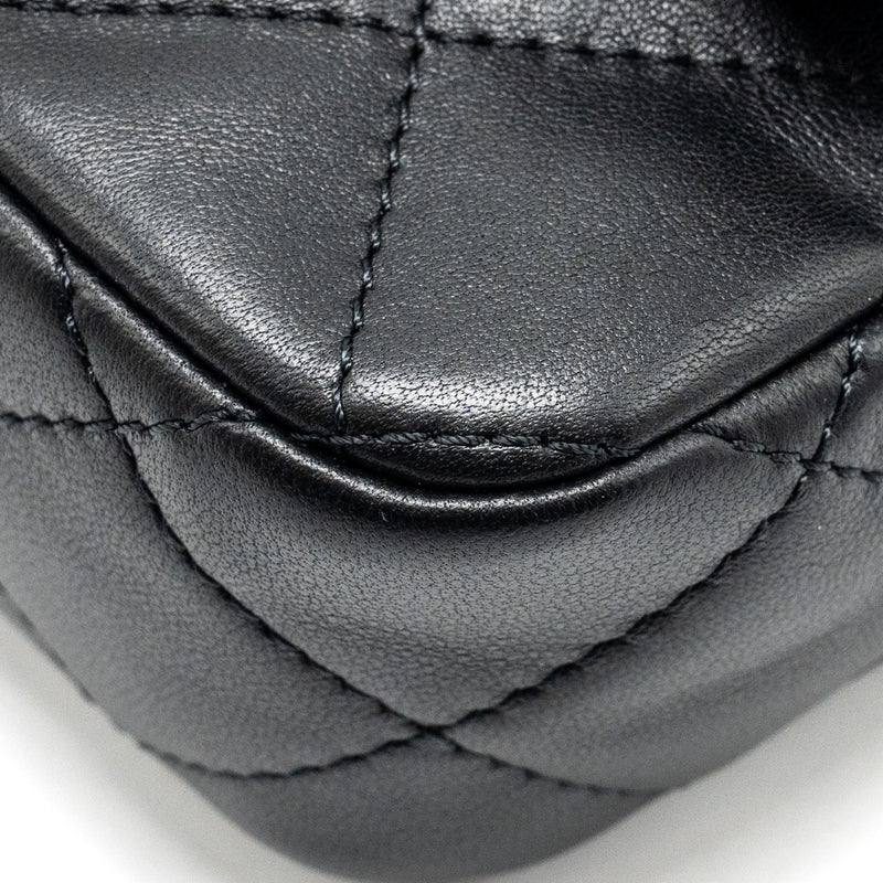 Chanel 24s Top Handle Mini Flap Bag Lambskin Black GHW (microchip)