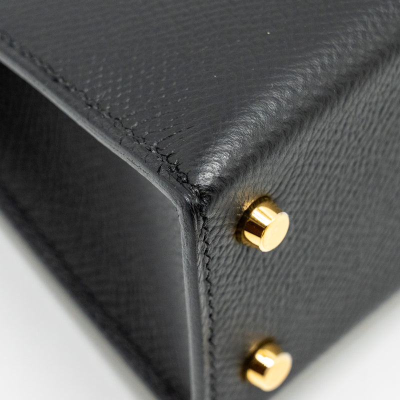 Hermes Mini Kelly II Epsom Black GHW Stamp B