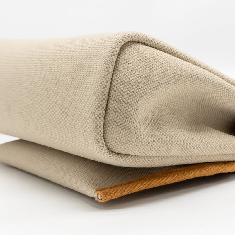 Hermes Herbag Mini Canvas/Hunter Leather Beton / Natural Sable SHW Stamp K