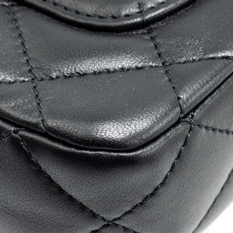 Chanel 24s Top Handle Mini Flap Bag Lambskin Black GHW (microchip)