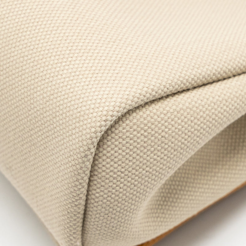 Hermes Herbag Mini Canvas/Hunter Leather Beton / Natural Sable SHW Stamp K