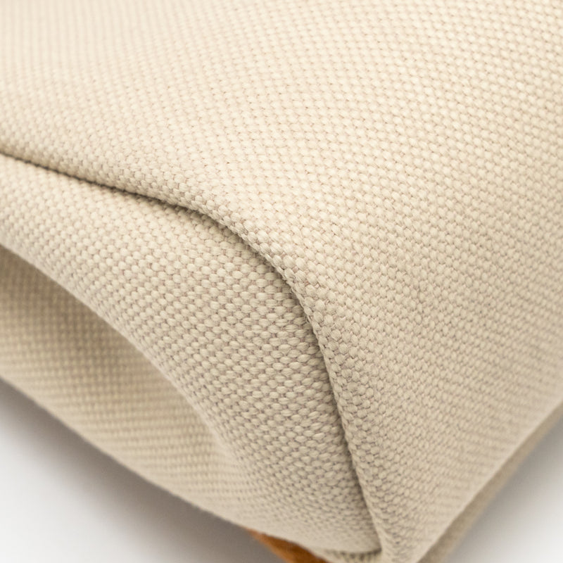 Hermes Herbag Mini Canvas/Hunter Leather Beton / Natural Sable SHW Stamp K