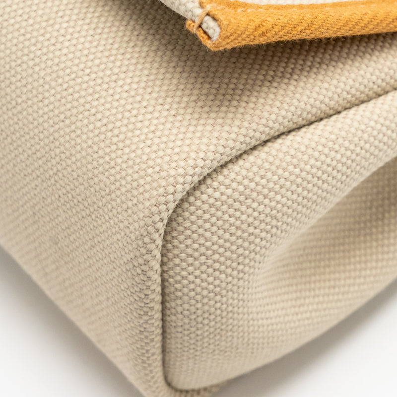 Hermes Herbag Mini Canvas/Hunter Leather Beton / Natural Sable SHW Stamp K