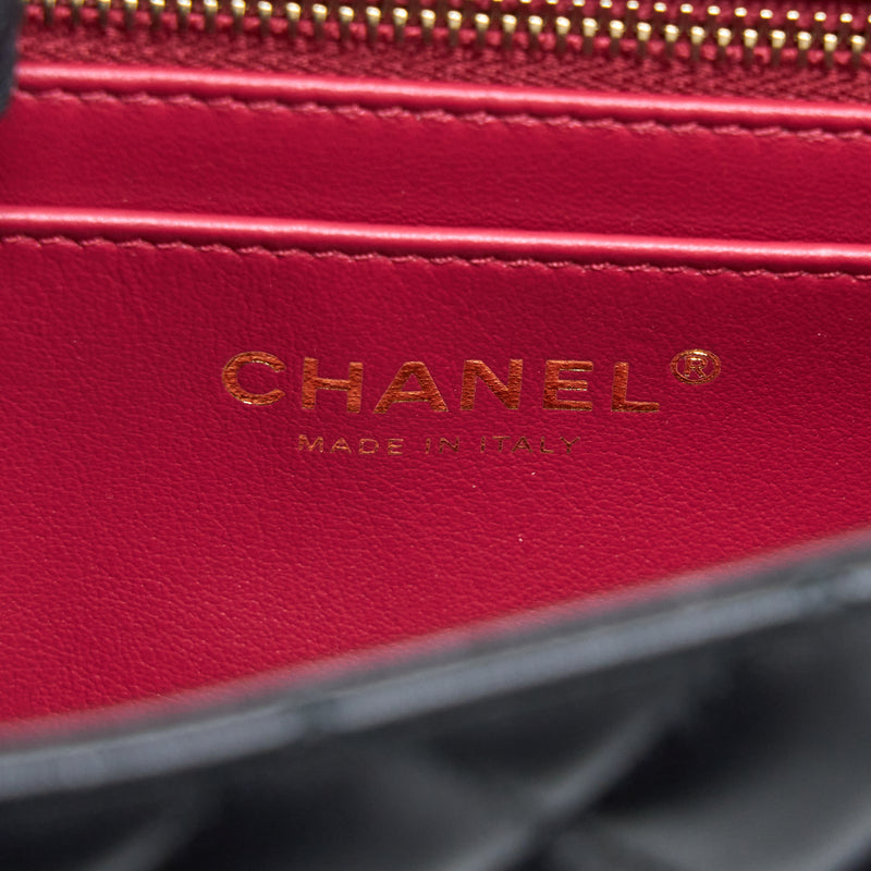 Chanel 23S Camellia Chain Mini Rectangular Lambskin Black Brushed GHW (Microchip)