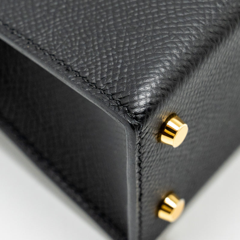 Hermes Mini Kelly II Epsom Black GHW Stamp B