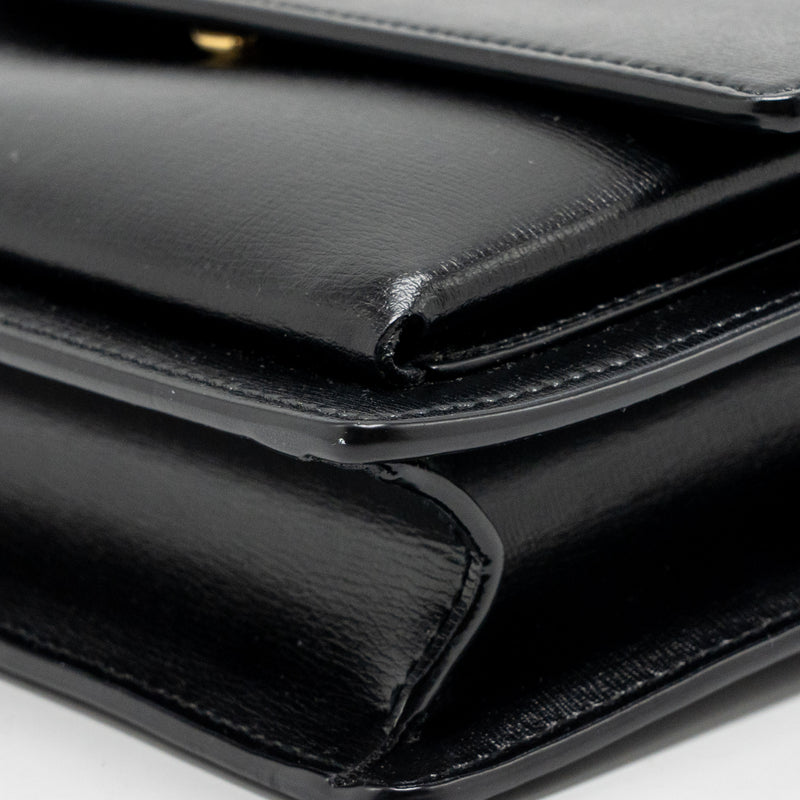 Saint Laurent/YSL Medium Top Handle Sunset Bag Calfskin Black GHW