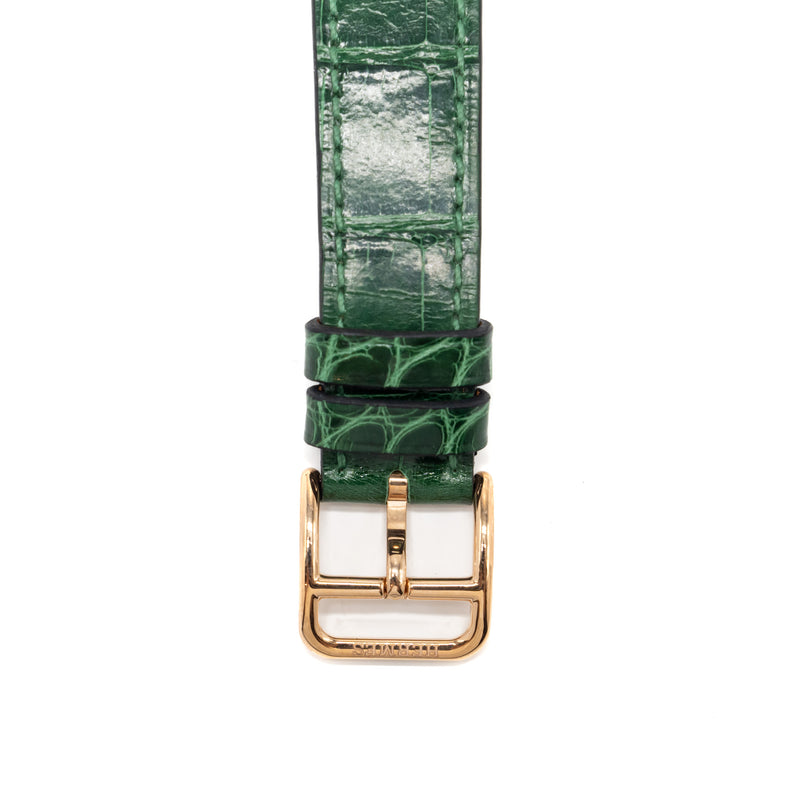 Hermes Heure Watch small model rose gold with diamonds green dial