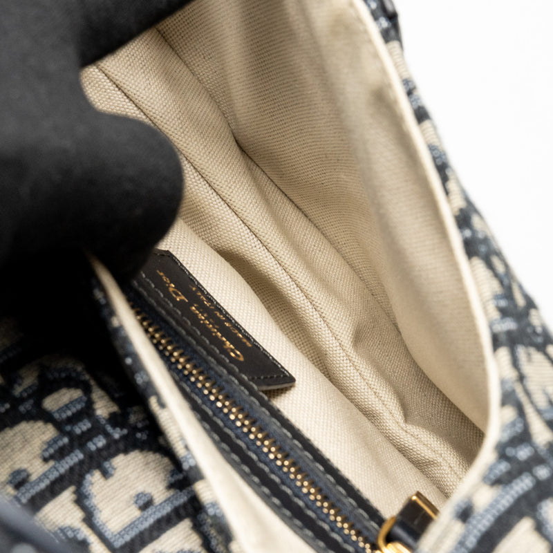 Dior Medium Saddle Bag Blue Oblique Canvas GHW