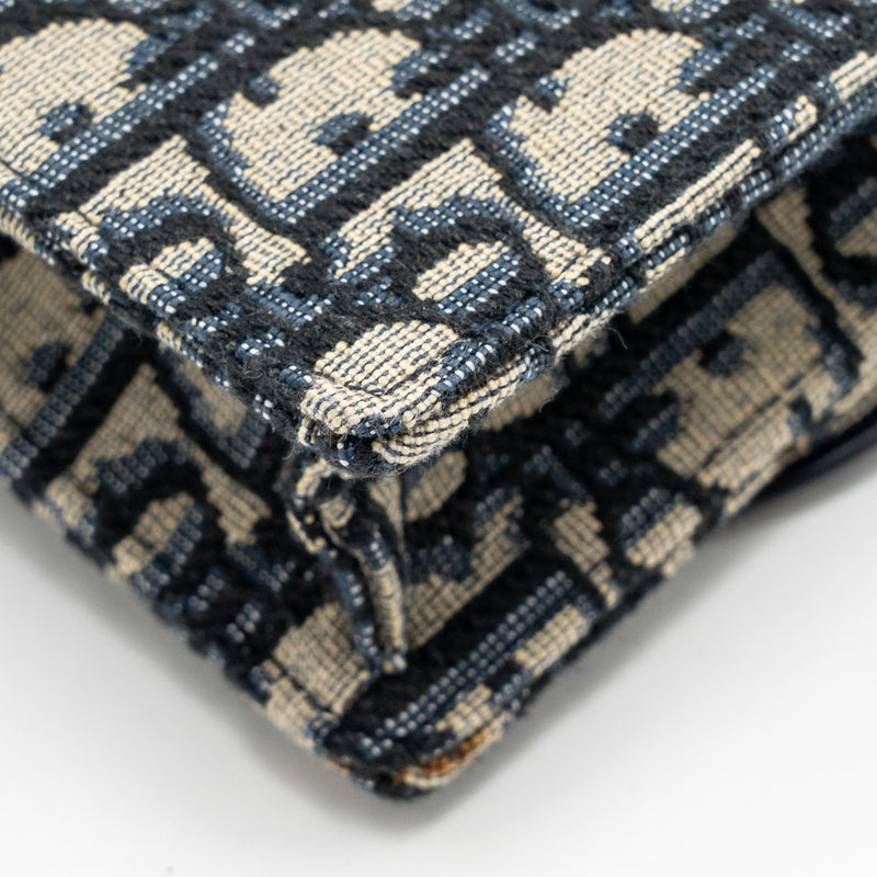 DIOR Saddle Pouch Dior Oblique Canvas Blue GHW